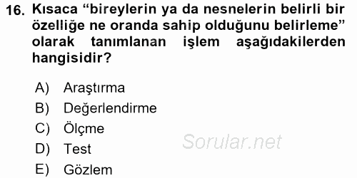 İşletmelerde Eğitim ve Geliştirme 2015 - 2016 Dönem Sonu Sınavı 16.Soru