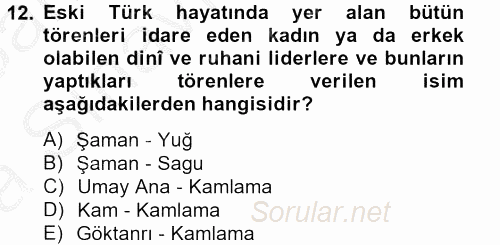 Halk Edebiyatına Giriş 2 2013 - 2014 Ara Sınavı 12.Soru