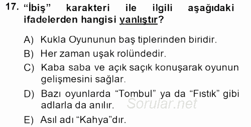 Halk Edebiyatına Giriş 2 2013 - 2014 Ara Sınavı 17.Soru