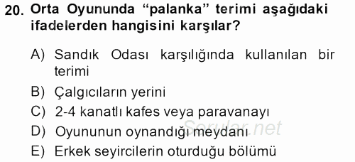 Halk Edebiyatına Giriş 2 2013 - 2014 Ara Sınavı 20.Soru