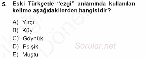 Halk Edebiyatına Giriş 2 2013 - 2014 Ara Sınavı 5.Soru