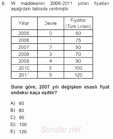 İstatistik 2012 - 2013 Tek Ders Sınavı 6.Soru