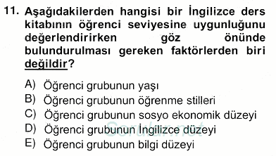 İng. Öğretmenliğinde Öğretim Teknolojileri Ve Materyal Tasarımı 2 2013 - 2014 Ara Sınavı 11.Soru