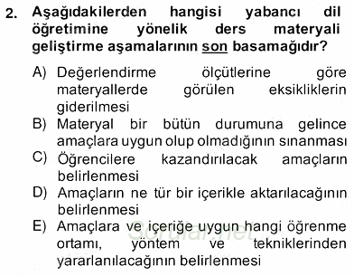 İng. Öğretmenliğinde Öğretim Teknolojileri Ve Materyal Tasarımı 2 2013 - 2014 Ara Sınavı 2.Soru