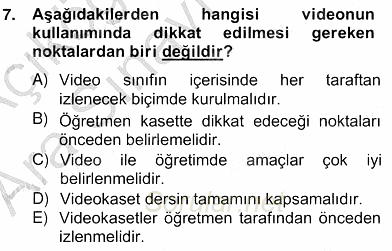 İng. Öğretmenliğinde Öğretim Teknolojileri Ve Materyal Tasarımı 2 2013 - 2014 Ara Sınavı 7.Soru