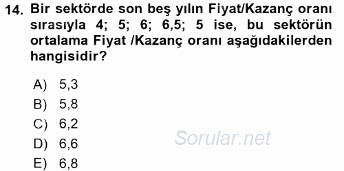 Finans Matematiği 2015 - 2016 Dönem Sonu Sınavı 14.Soru