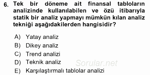 Mali Analiz 2015 - 2016 Ara Sınavı 6.Soru