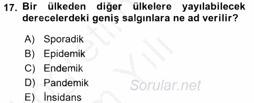 Temel Sağlık Ve Hastalık Bilgisi 2016 - 2017 3 Ders Sınavı 17.Soru