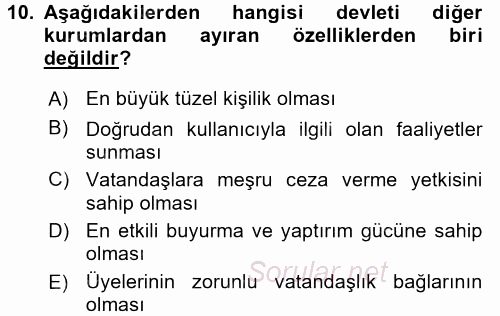 Endüstri İlişkileri 2016 - 2017 3 Ders Sınavı 10.Soru