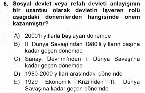 Endüstri İlişkileri 2016 - 2017 3 Ders Sınavı 8.Soru