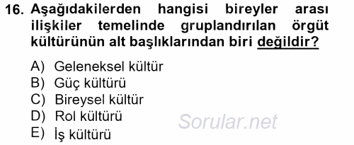 Müşteri İlişkileri Yönetimi 2013 - 2014 Tek Ders Sınavı 16.Soru