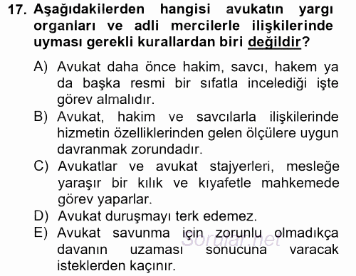 Avukatlık Ve Noterlik Hukuku 2012 - 2013 Ara Sınavı 17.Soru