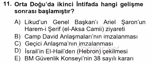 Orta Doğuda Siyaset 2012 - 2013 Dönem Sonu Sınavı 11.Soru