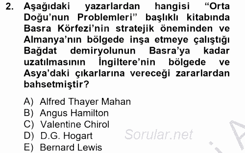 Orta Doğuda Siyaset 2012 - 2013 Dönem Sonu Sınavı 2.Soru