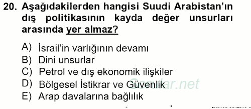 Orta Doğuda Siyaset 2012 - 2013 Dönem Sonu Sınavı 20.Soru
