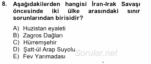 Orta Doğuda Siyaset 2012 - 2013 Dönem Sonu Sınavı 8.Soru