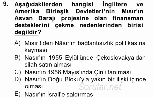 Orta Doğuda Siyaset 2012 - 2013 Dönem Sonu Sınavı 9.Soru