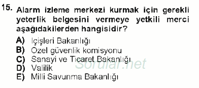 Özel Güvenlik Hukuku 1 2012 - 2013 Dönem Sonu Sınavı 15.Soru