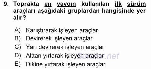 Toprak Bilgisi ve Bitki Besleme 2017 - 2018 3 Ders Sınavı 9.Soru