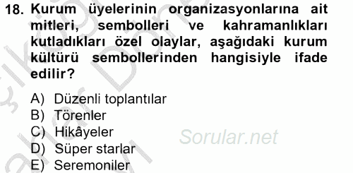Halkla İlişkiler Uygulamaları ve Örnek Olaylar 2014 - 2015 Ara Sınavı 18.Soru