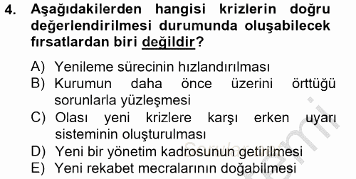 Halkla İlişkiler Uygulamaları ve Örnek Olaylar 2014 - 2015 Ara Sınavı 4.Soru