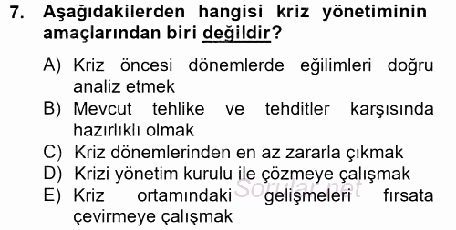 Halkla İlişkiler Uygulamaları ve Örnek Olaylar 2014 - 2015 Ara Sınavı 7.Soru