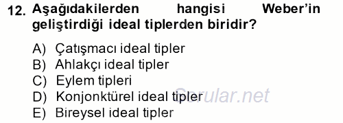 Sosyolojide Araştırma Yöntem ve Teknikleri 2014 - 2015 Ara Sınavı 12.Soru