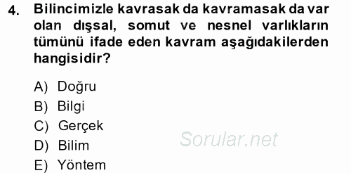 Sosyolojide Araştırma Yöntem ve Teknikleri 2014 - 2015 Ara Sınavı 4.Soru