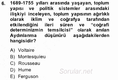 Sosyolojide Araştırma Yöntem ve Teknikleri 2014 - 2015 Ara Sınavı 6.Soru