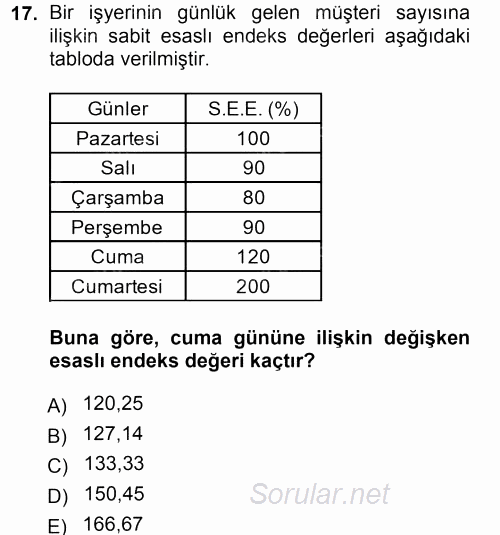 İstatistik 2012 - 2013 Ara Sınavı 17.Soru