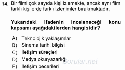 Haberciliğin Temel Kavramları 2016 - 2017 Dönem Sonu Sınavı 14.Soru