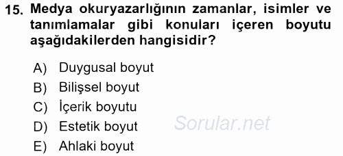 Haberciliğin Temel Kavramları 2016 - 2017 Dönem Sonu Sınavı 15.Soru