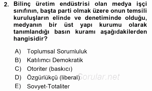 Haberciliğin Temel Kavramları 2016 - 2017 Dönem Sonu Sınavı 2.Soru