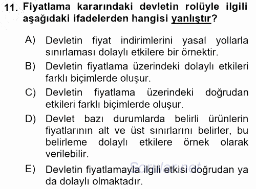 Pazarlama Yönetimi 2015 - 2016 Dönem Sonu Sınavı 11.Soru