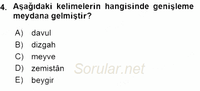 XVI-XIX. Yüzyıllar Türk Dili 2015 - 2016 Dönem Sonu Sınavı 4.Soru