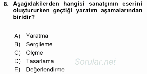 Estetik ve Sanat Felsefesi 2016 - 2017 Ara Sınavı 8.Soru