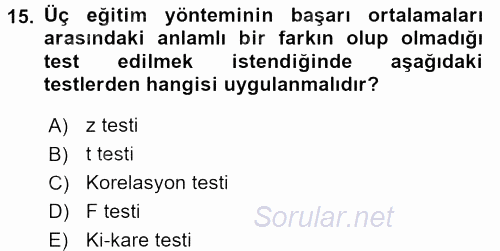 İstatistik 2 2016 - 2017 Ara Sınavı 15.Soru