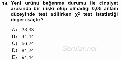 İstatistik 2 2016 - 2017 Ara Sınavı 19.Soru