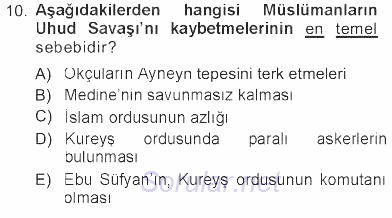 İlk Dönem İslam Tarihi 2012 - 2013 Tek Ders Sınavı 10.Soru