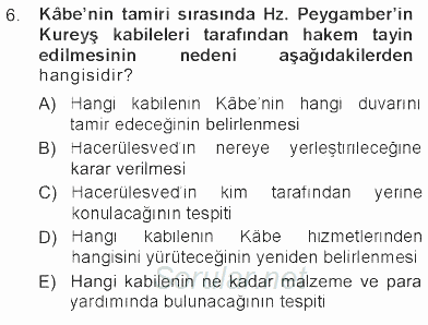 İlk Dönem İslam Tarihi 2012 - 2013 Tek Ders Sınavı 6.Soru