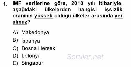 Dış Ticarete Giriş 2013 - 2014 Dönem Sonu Sınavı 1.Soru