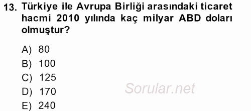 Dış Ticarete Giriş 2013 - 2014 Dönem Sonu Sınavı 13.Soru