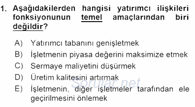 Yatırımcı İlişkileri Yönetimi 2015 - 2016 Dönem Sonu Sınavı 1.Soru