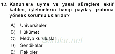 Yatırımcı İlişkileri Yönetimi 2015 - 2016 Dönem Sonu Sınavı 12.Soru