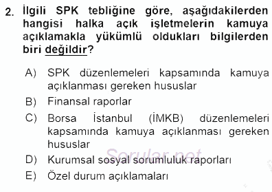 Yatırımcı İlişkileri Yönetimi 2015 - 2016 Dönem Sonu Sınavı 2.Soru