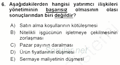 Yatırımcı İlişkileri Yönetimi 2015 - 2016 Dönem Sonu Sınavı 6.Soru