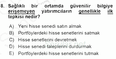 Yatırımcı İlişkileri Yönetimi 2015 - 2016 Dönem Sonu Sınavı 8.Soru