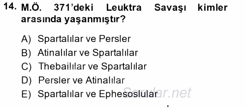 Hellen ve Roma Tarihi 2014 - 2015 Ara Sınavı 14.Soru