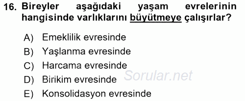 Menkul Kıymet Yatırımları 2015 - 2016 Tek Ders Sınavı 16.Soru