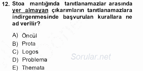 Mantığın Gelişimi 2013 - 2014 Ara Sınavı 12.Soru